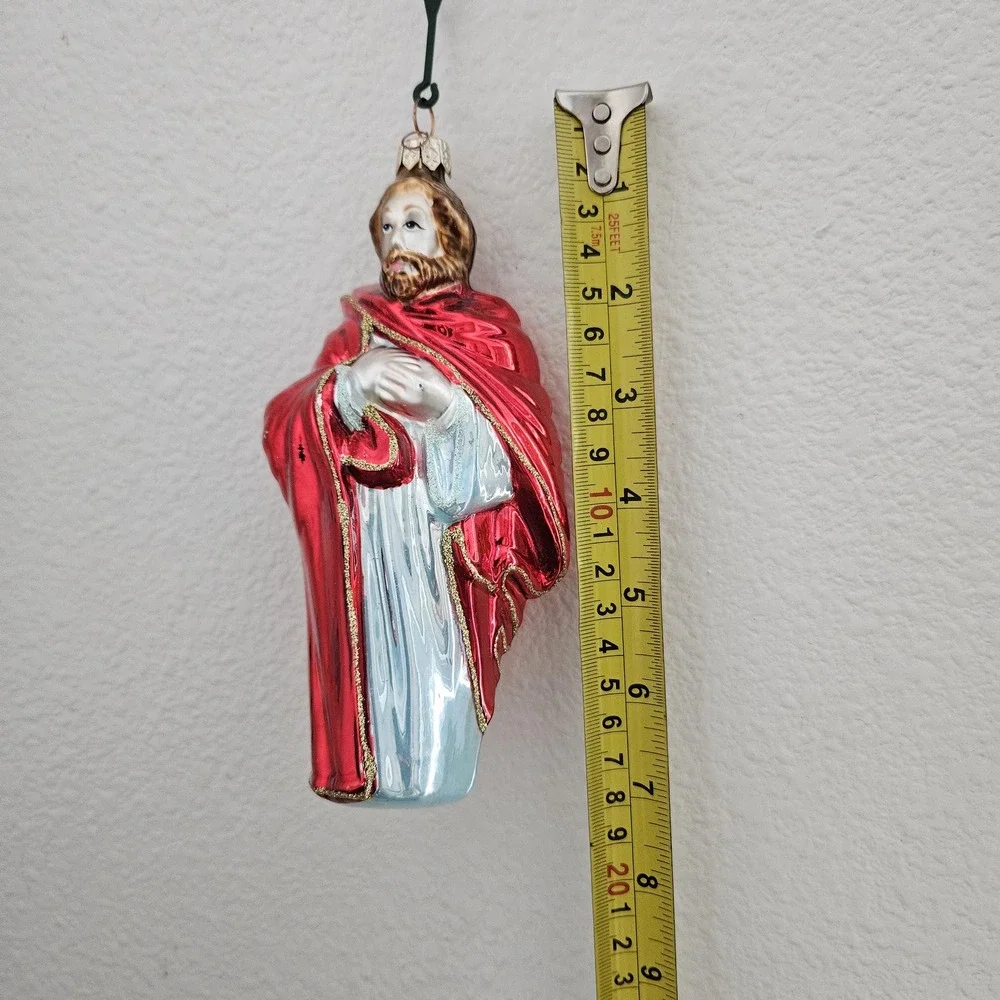 Glass Christmas ornament  Saint Joseph‎ with Red glitter rope